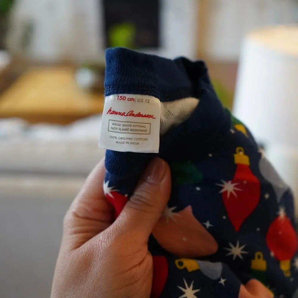 Hanna Andersson Shiny Bright Ornaments Pajamas Size 12